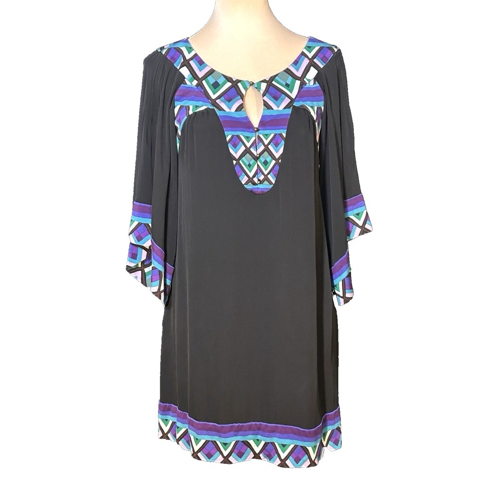 VTG Diane Von Furstenberg Neiman Marcus Silk Shift Dress Angel Sleeves Women's 4